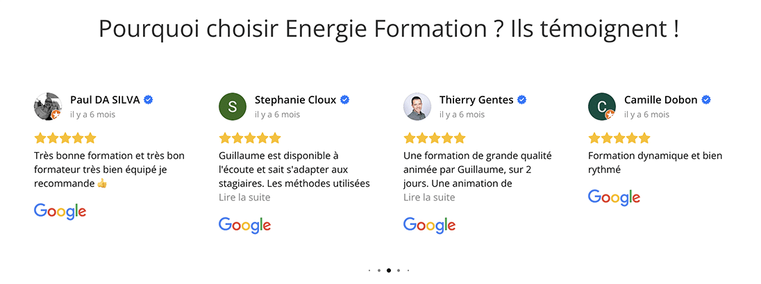 présentation d'avis google en format carrousel